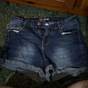 Blue Jean shorts, size 11 in juniors I believe.